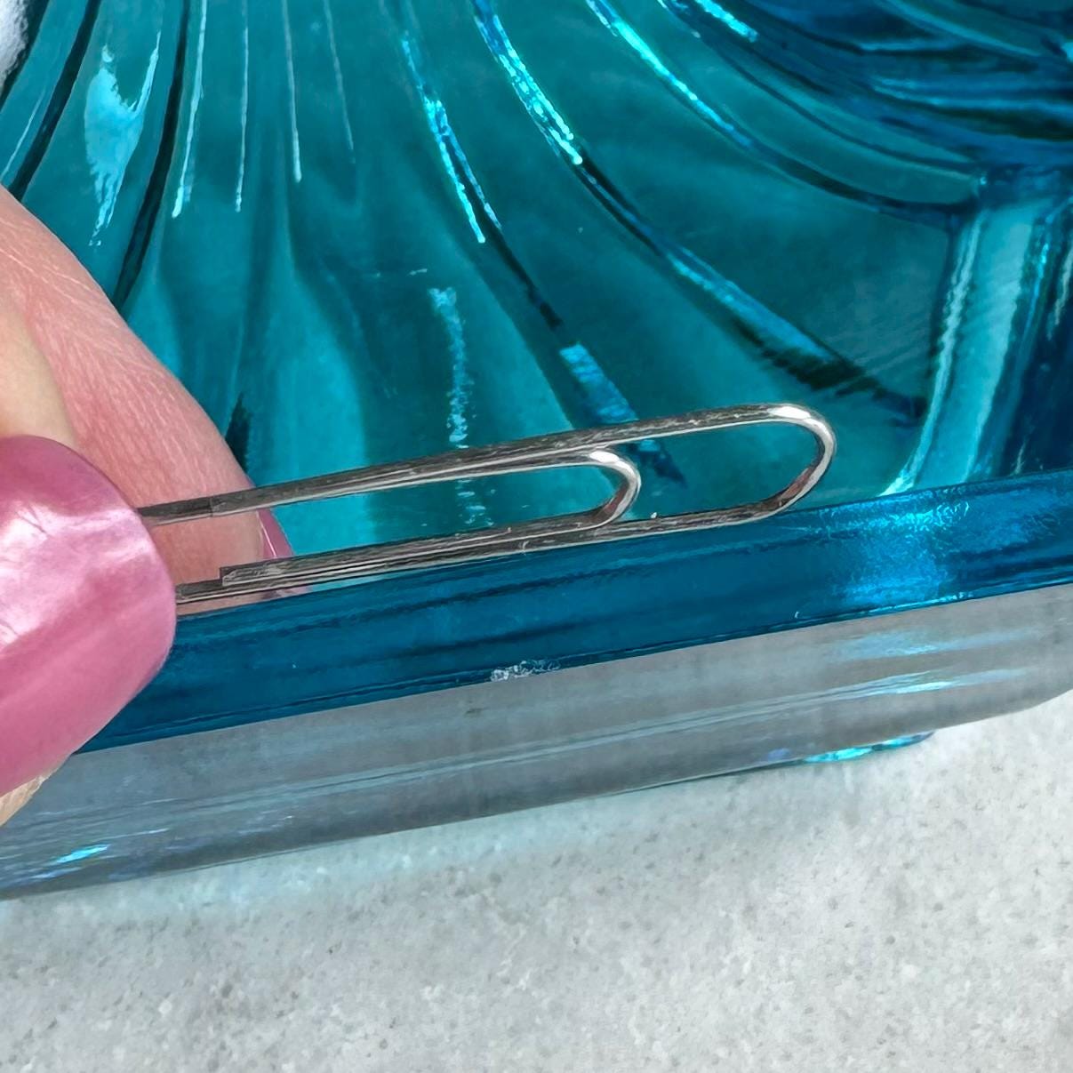 Vintage Indiana Glass Pyramid Blue Four-Part Relish Dish with Center Handle (circa 1974 - 1975)