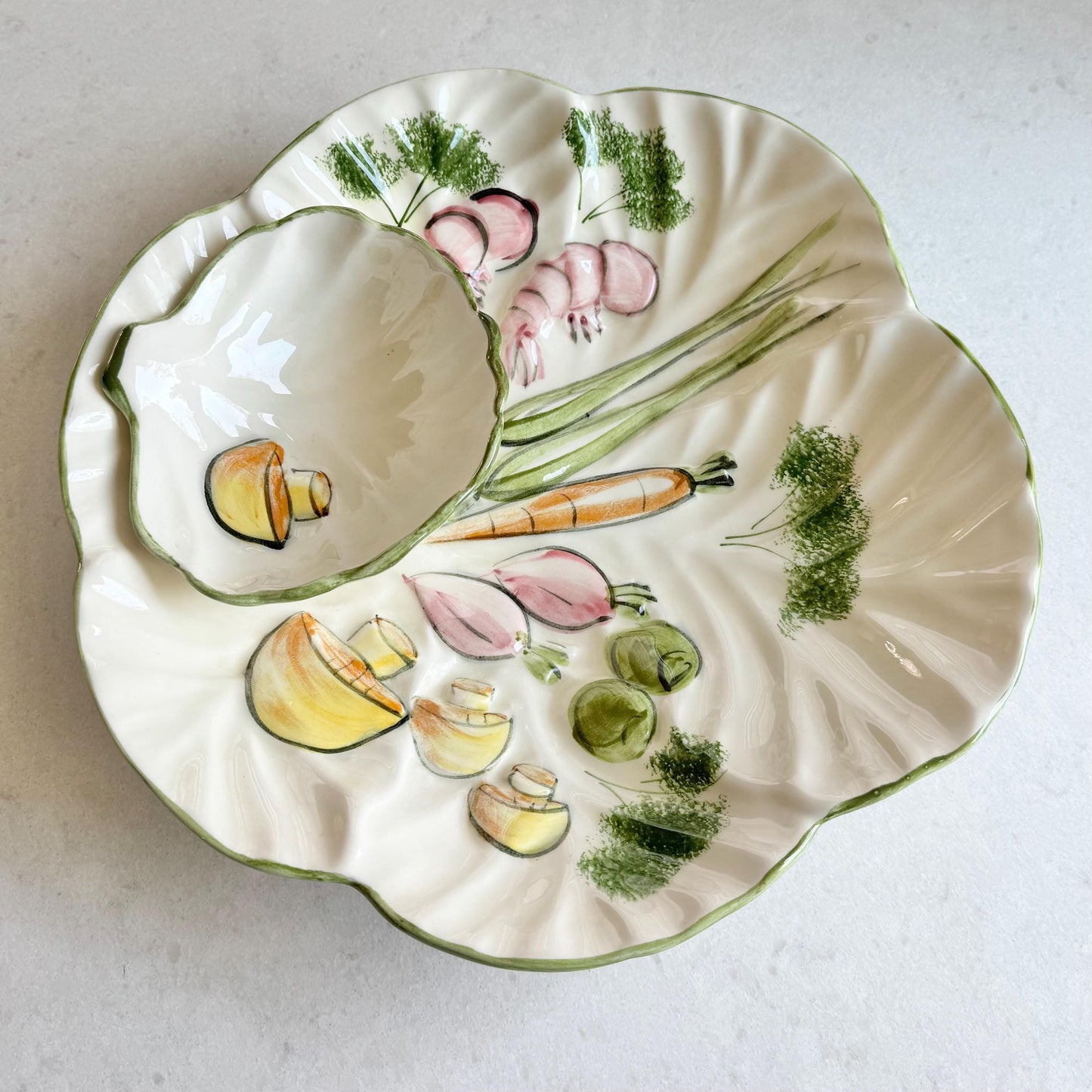 Vintage Los Angeles Pottery Large Dip and Chip/Veggie Platter
