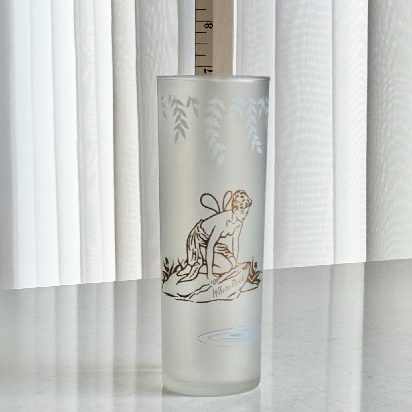 Vintage Libbey Gold Fairy Nymph Frosted Cooler Glasses - Set of 9