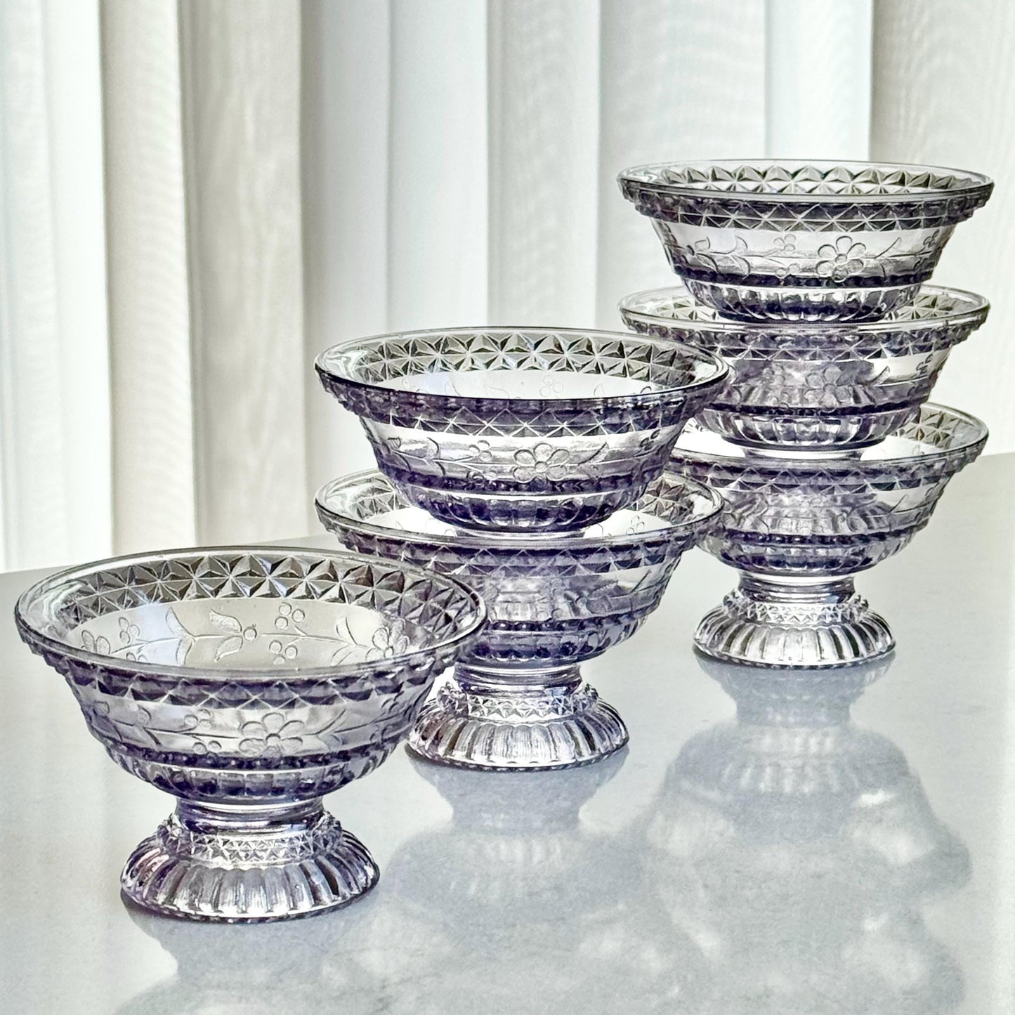 Vintage Adams and Company Wildflower 4 Inch Bowls (circa late 1800s / early 1900s)  - Set of 6