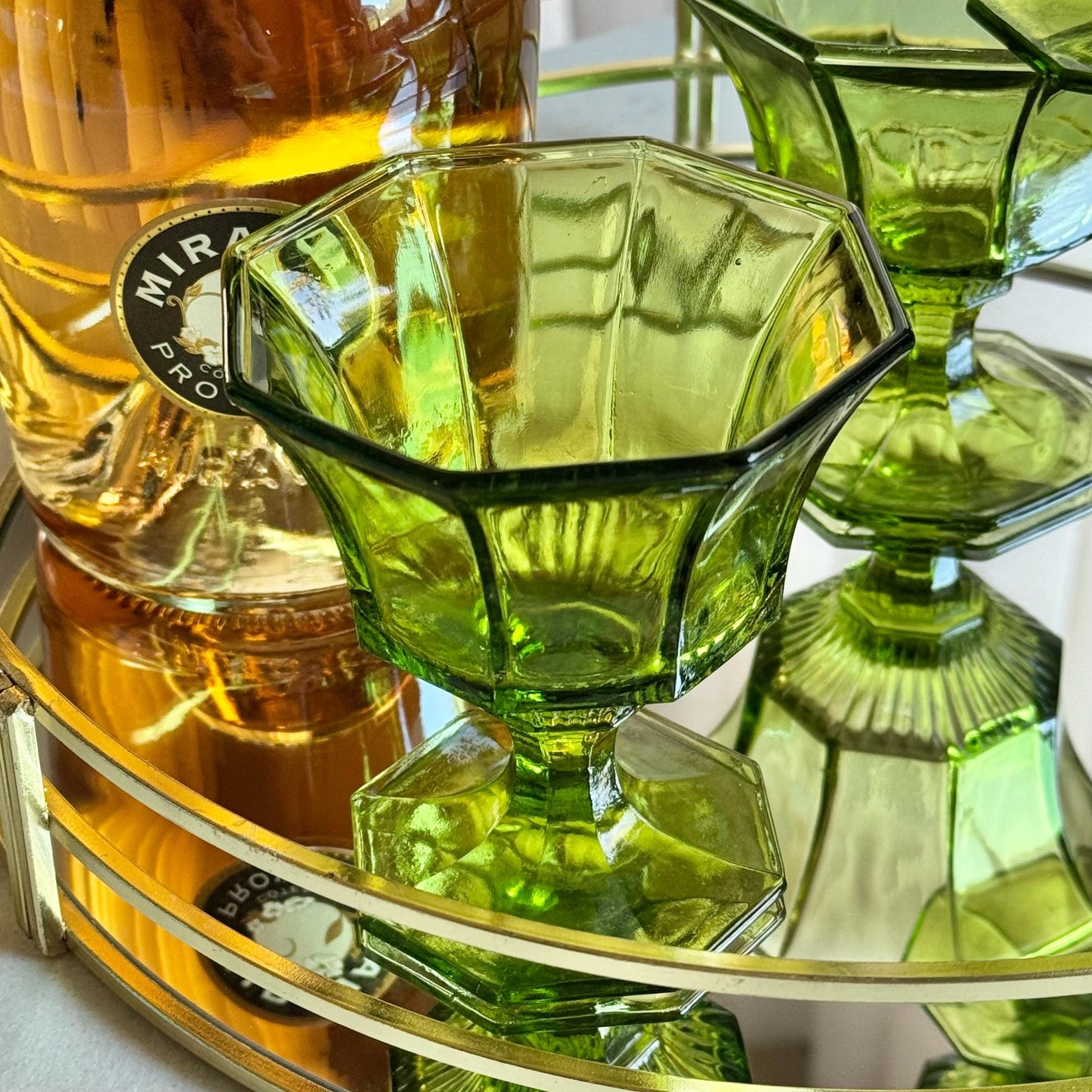 Vintage Independence Glass Octagonal Champagne Glasses / Sherbet Dishes - Set of 4