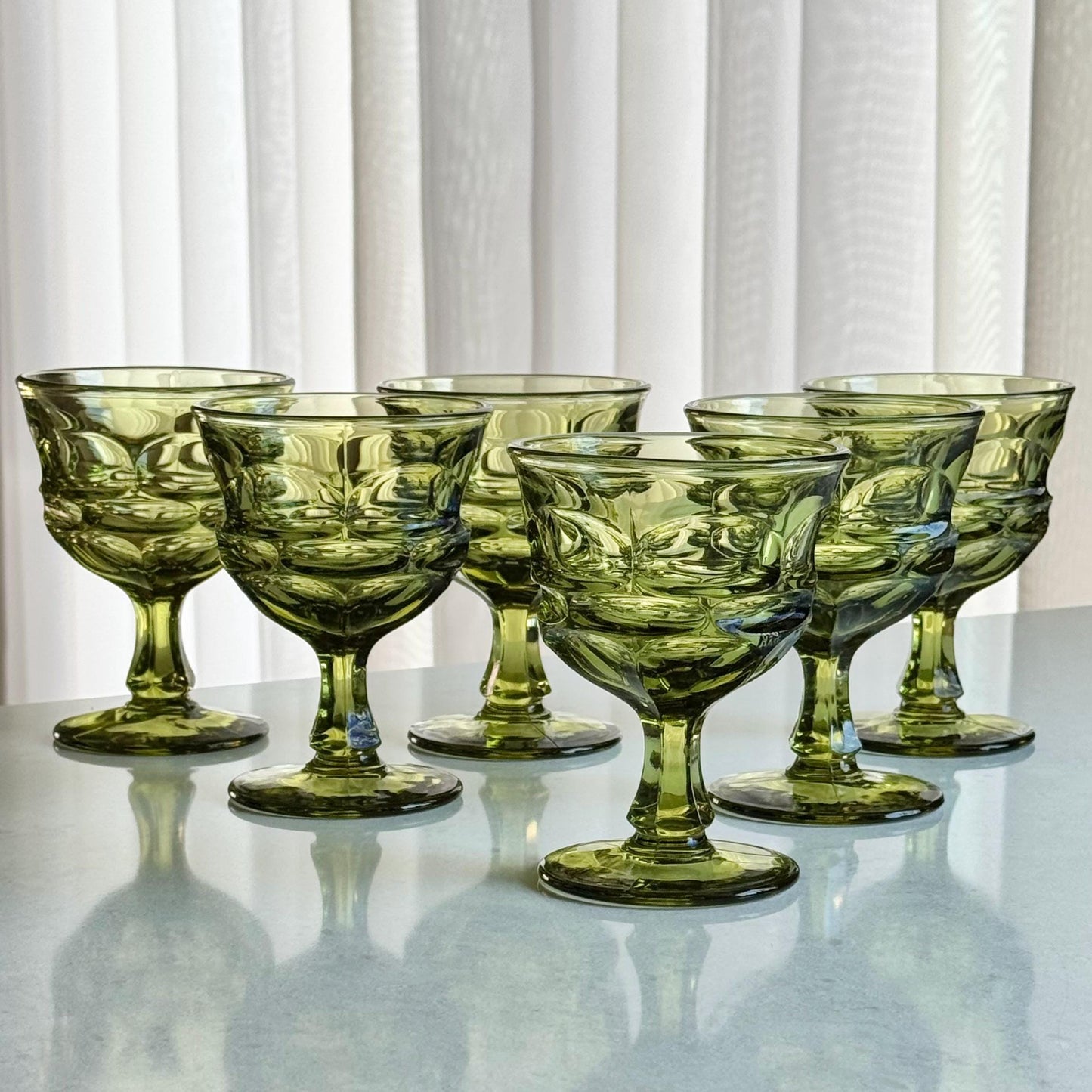 Vintage Fostoria Argus Green Glasses (circa 1963 - 1982) - Set of 6