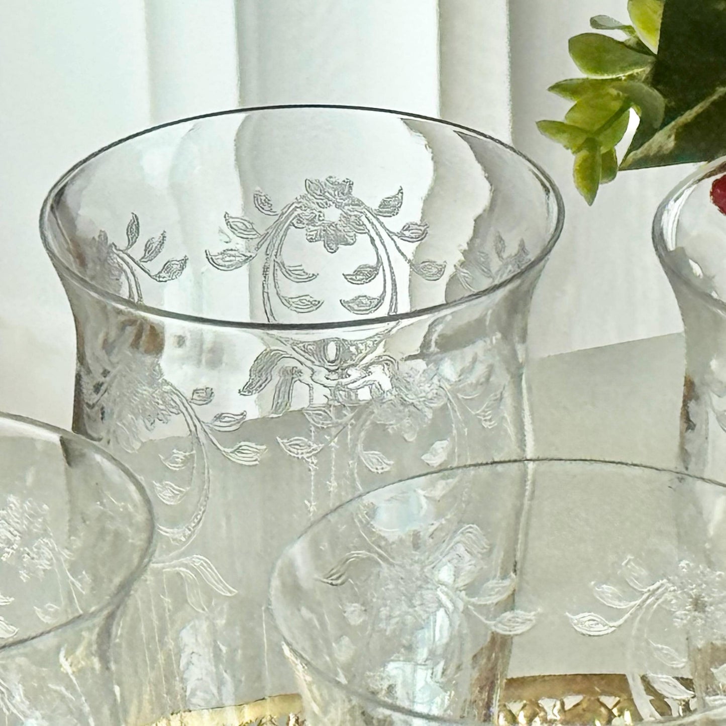 Vintage Etched Glasses - Set of 6 Tumblers