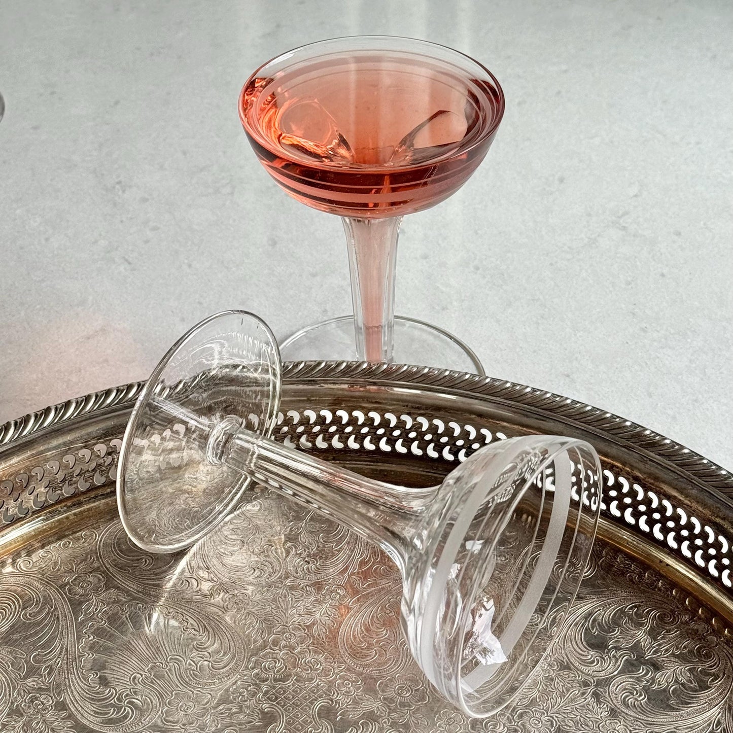 Vintage Hollow Stem Glasses - Set of 6