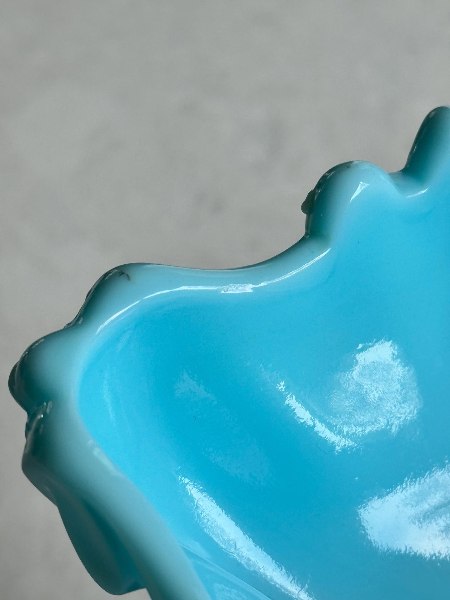 Vintage Portieux Vallerysthal Opaline Blue Pedestal Dish
