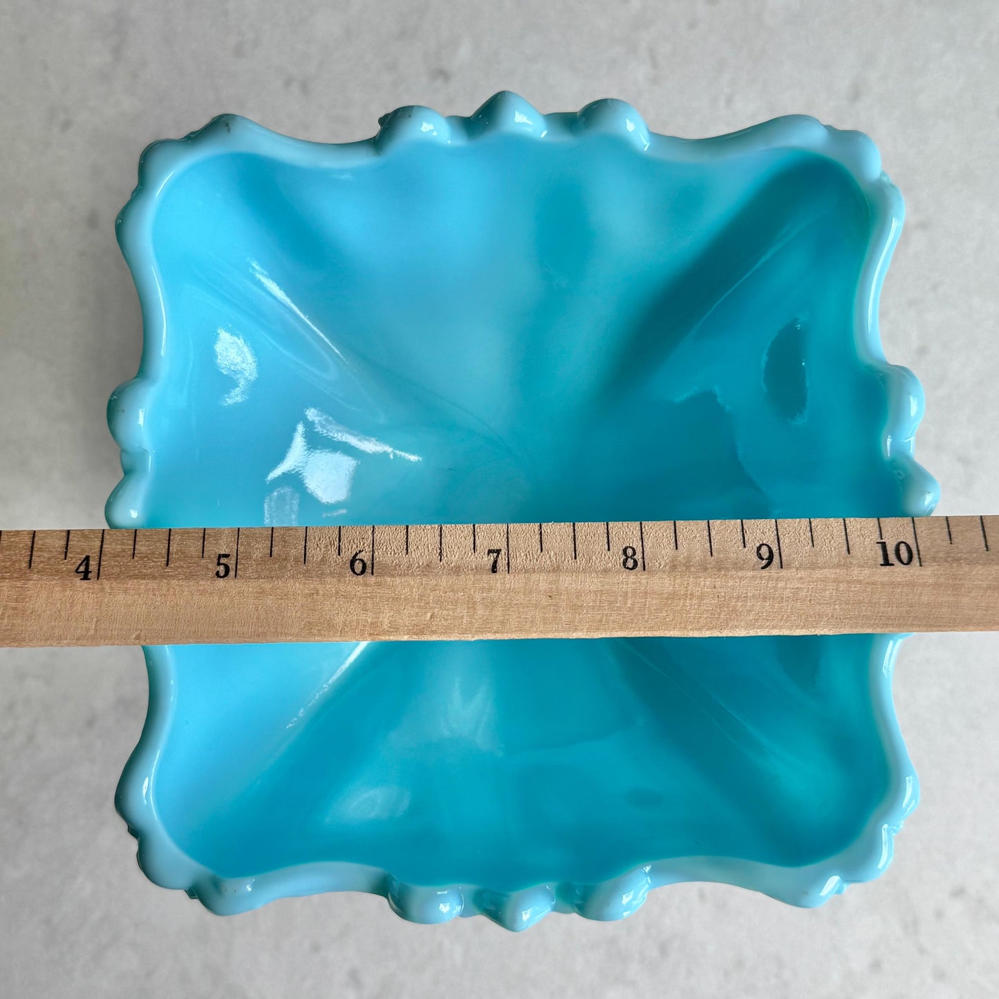 Vintage Portieux Vallerysthal Opaline Blue Pedestal Dish