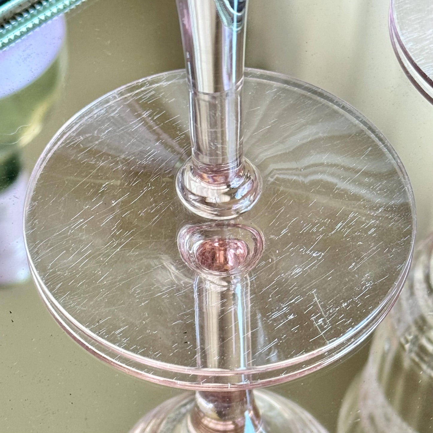 Vintage Pink Needle Etched Optic Panel Glasses - Set of 6