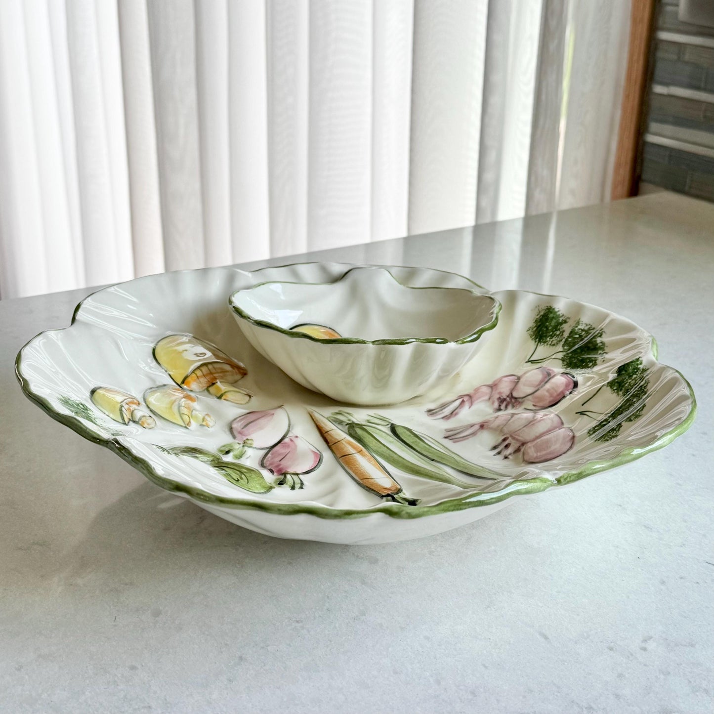 Vintage Los Angeles Pottery Large Dip and Chip/Veggie Platter