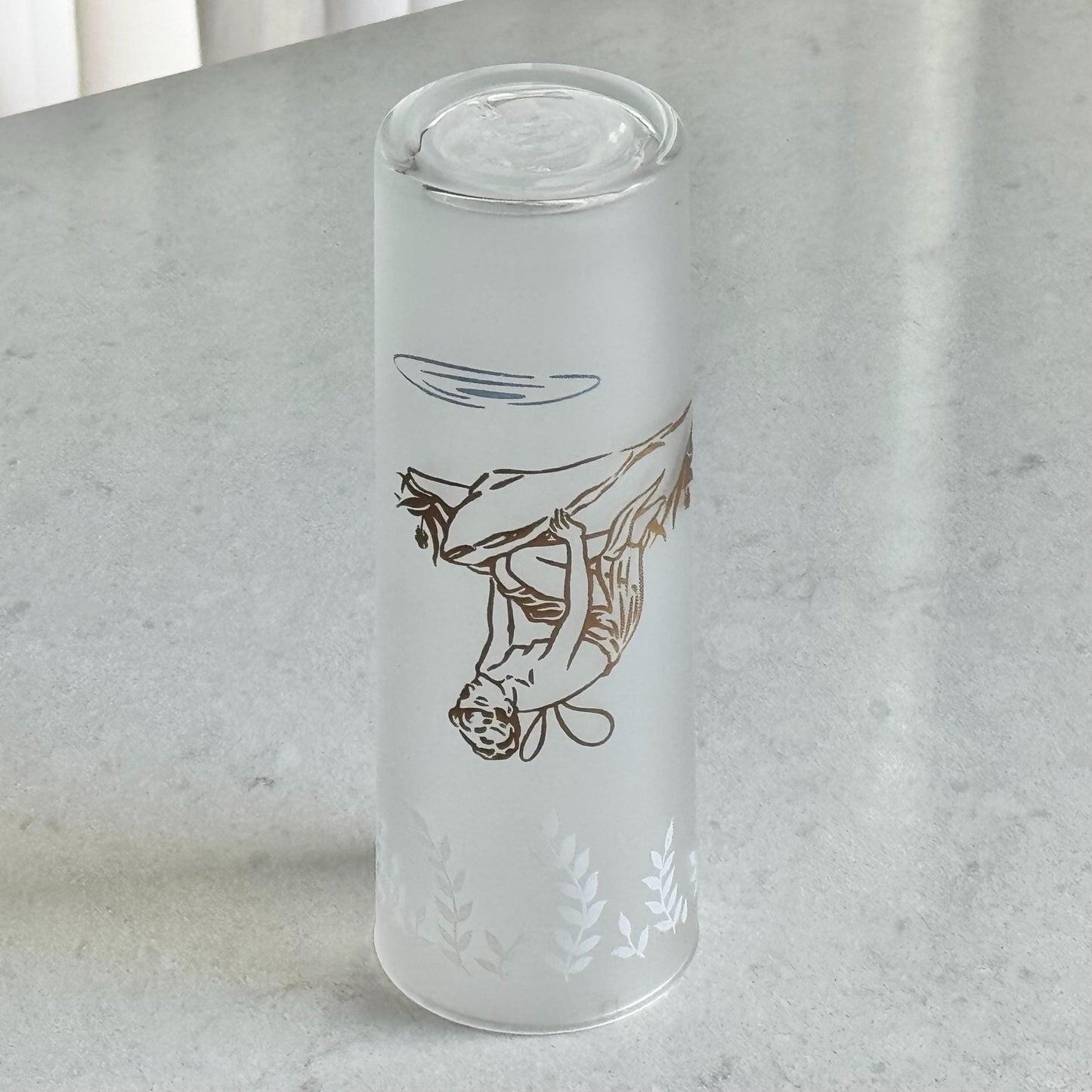 Vintage Libbey Gold Fairy Nymph Frosted Cooler Glasses - Set of 9