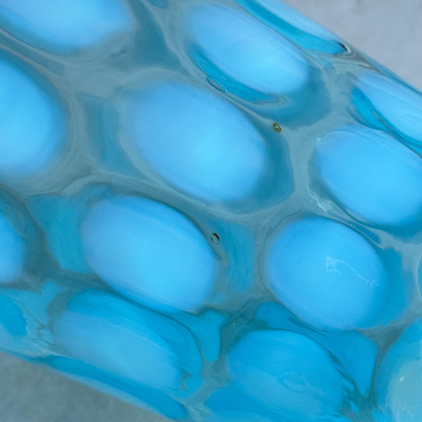 Vintage Fenton Blue Opalescent Large Dot Optic Vase