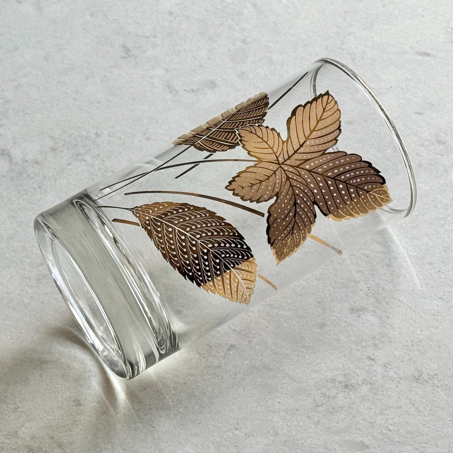 Vintage Libbey Gold Leaves Glasses -  Set of 8 Highball Tumblers