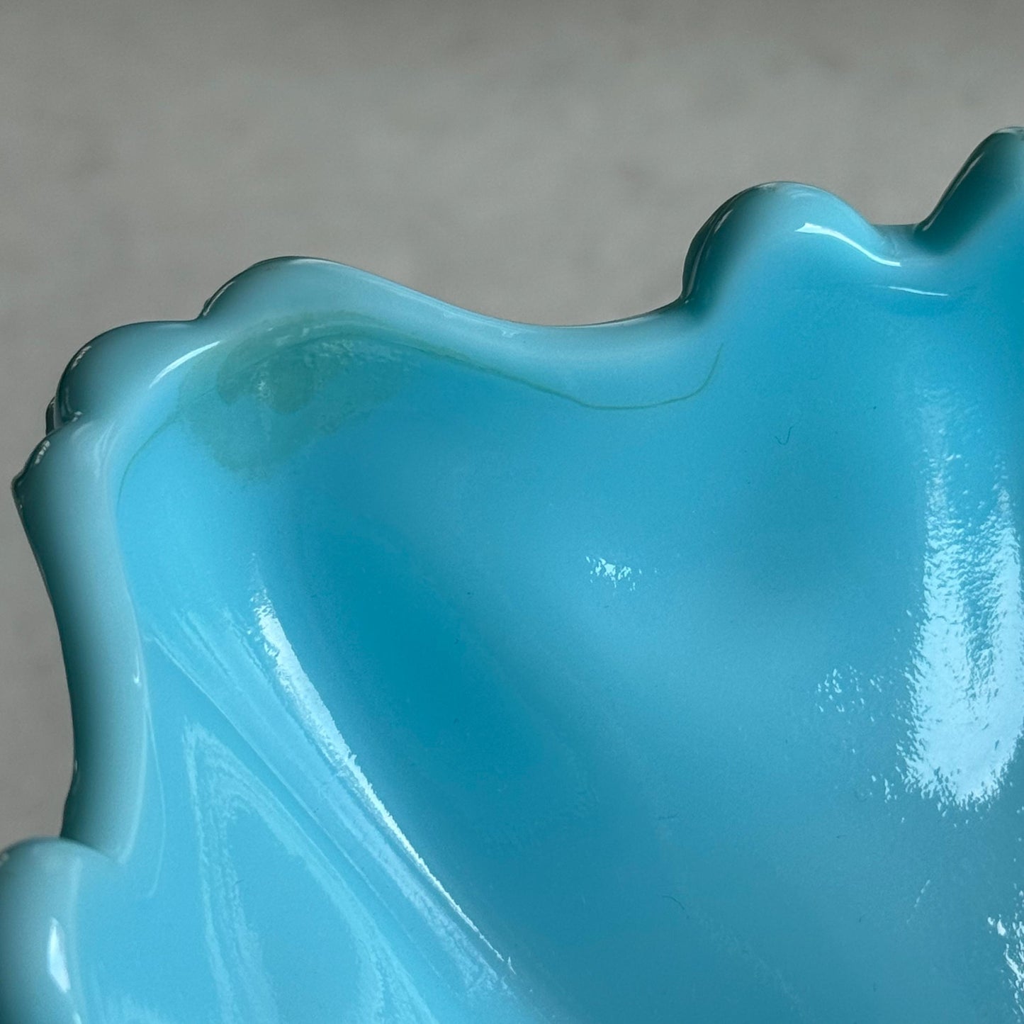 Vintage Portieux Vallerysthal Opaline Blue Pedestal Dish