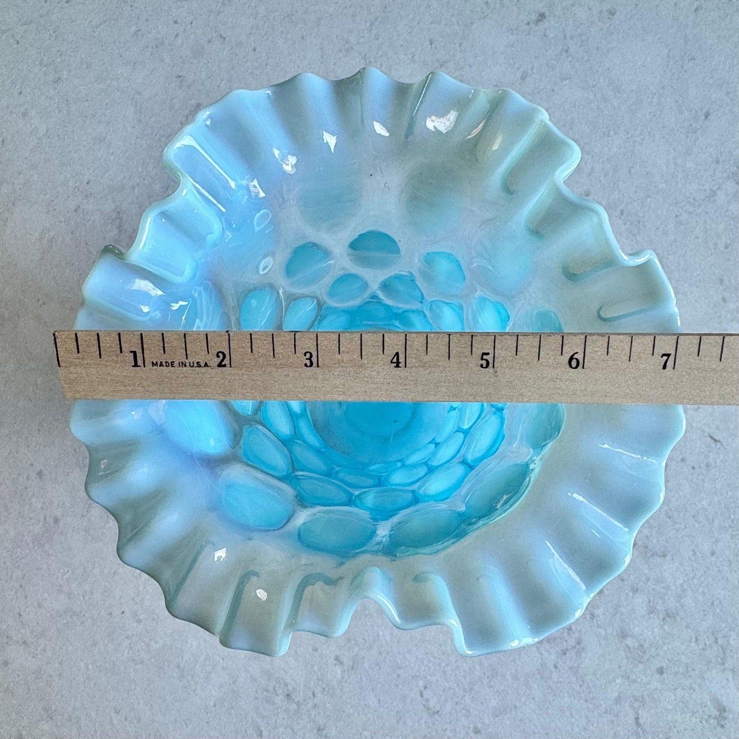 Vintage Fenton Blue Opalescent Large Dot Optic Vase