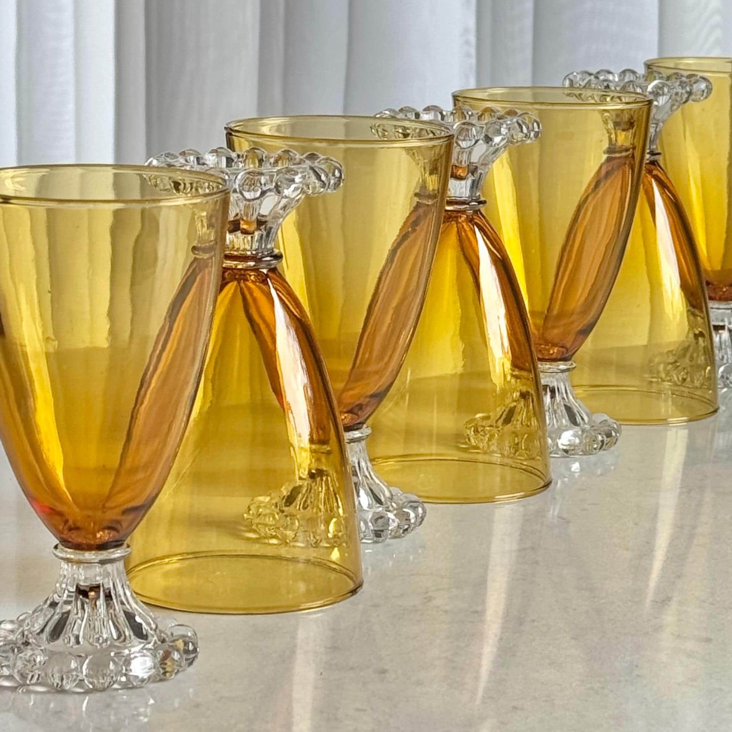 Vintage Anchor Hocking Berwick Boopie Amber Bubble Glasses - Set of 10