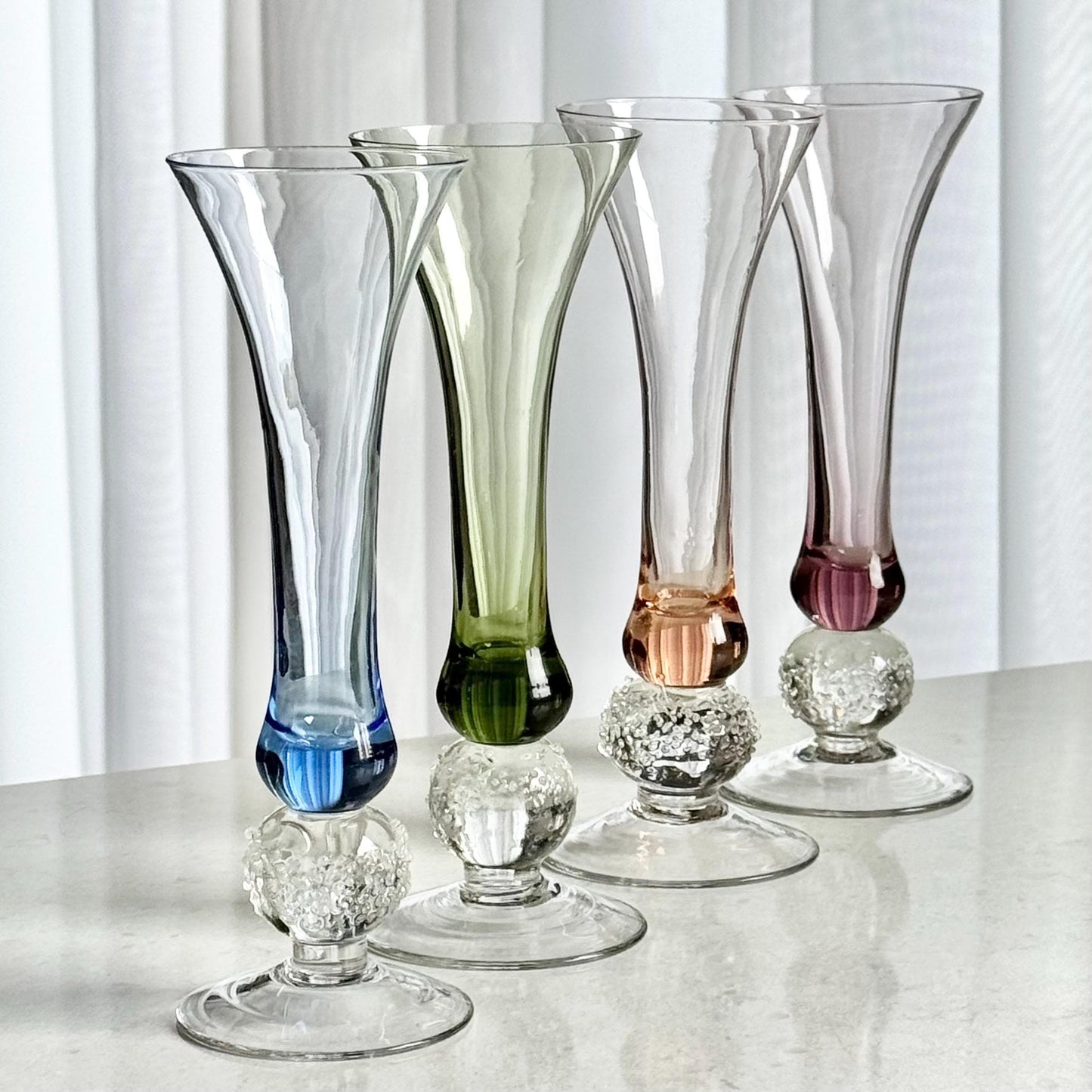 Vintage Bombay Le Vigneron Fluted Glasses - Set of 4