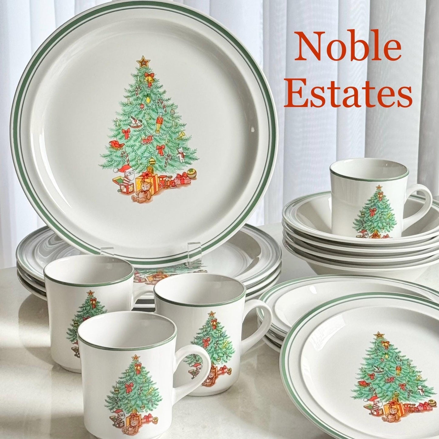 Vintage Anchor Hocking Holiday Magic Dishes - Service for 4 (16 pieces total)