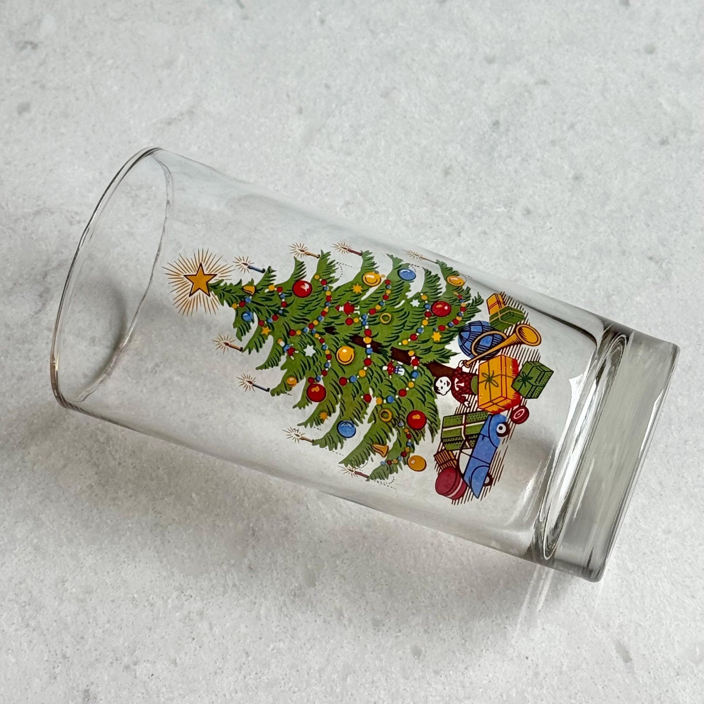 Vintage Christmas Moderne Old Fashioned Christmas Tree 12 Ounce Glasses - Set of 6 Tumblers