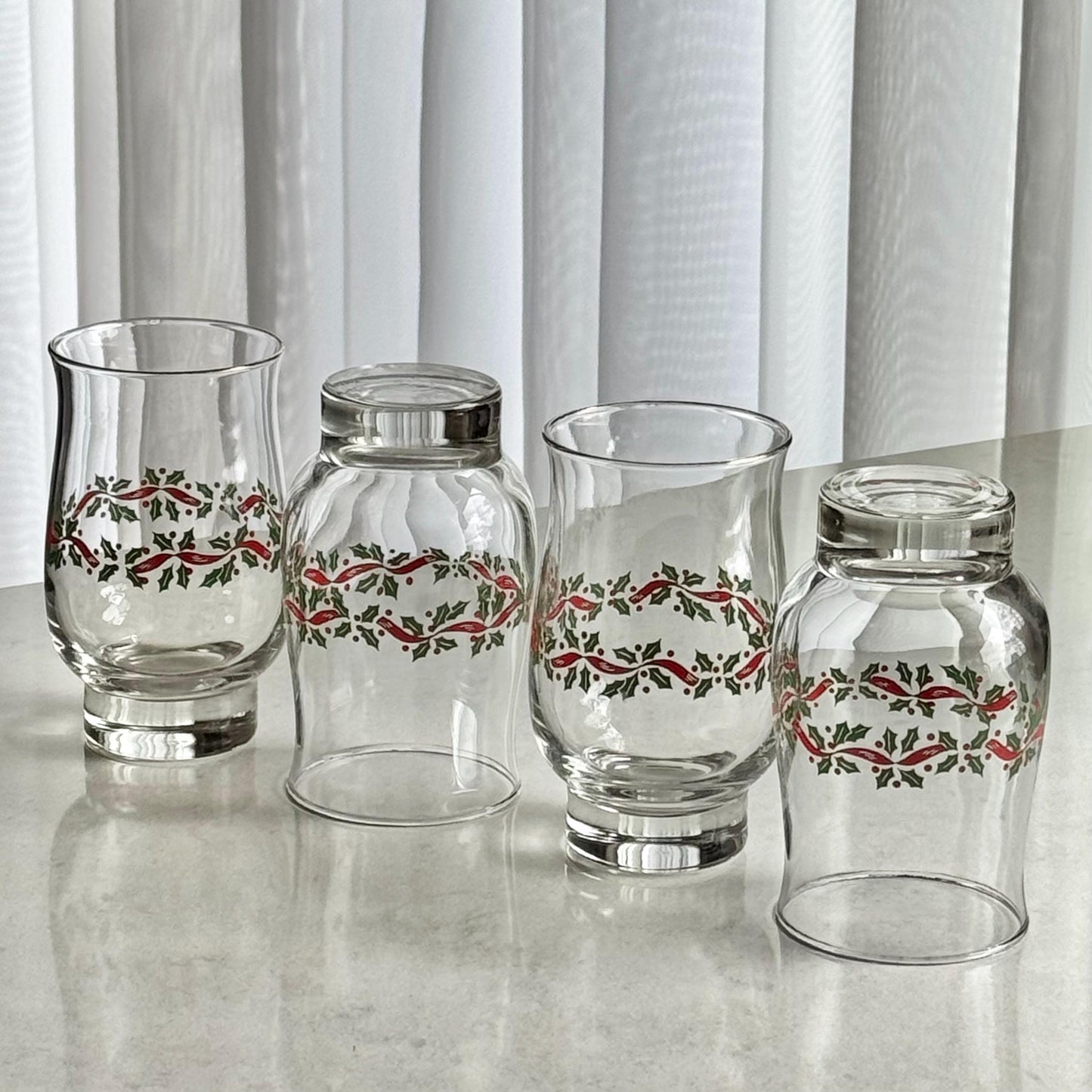 Vintage Libbey Holley Weighted Bottom Tulip Glasses - Set of 4
