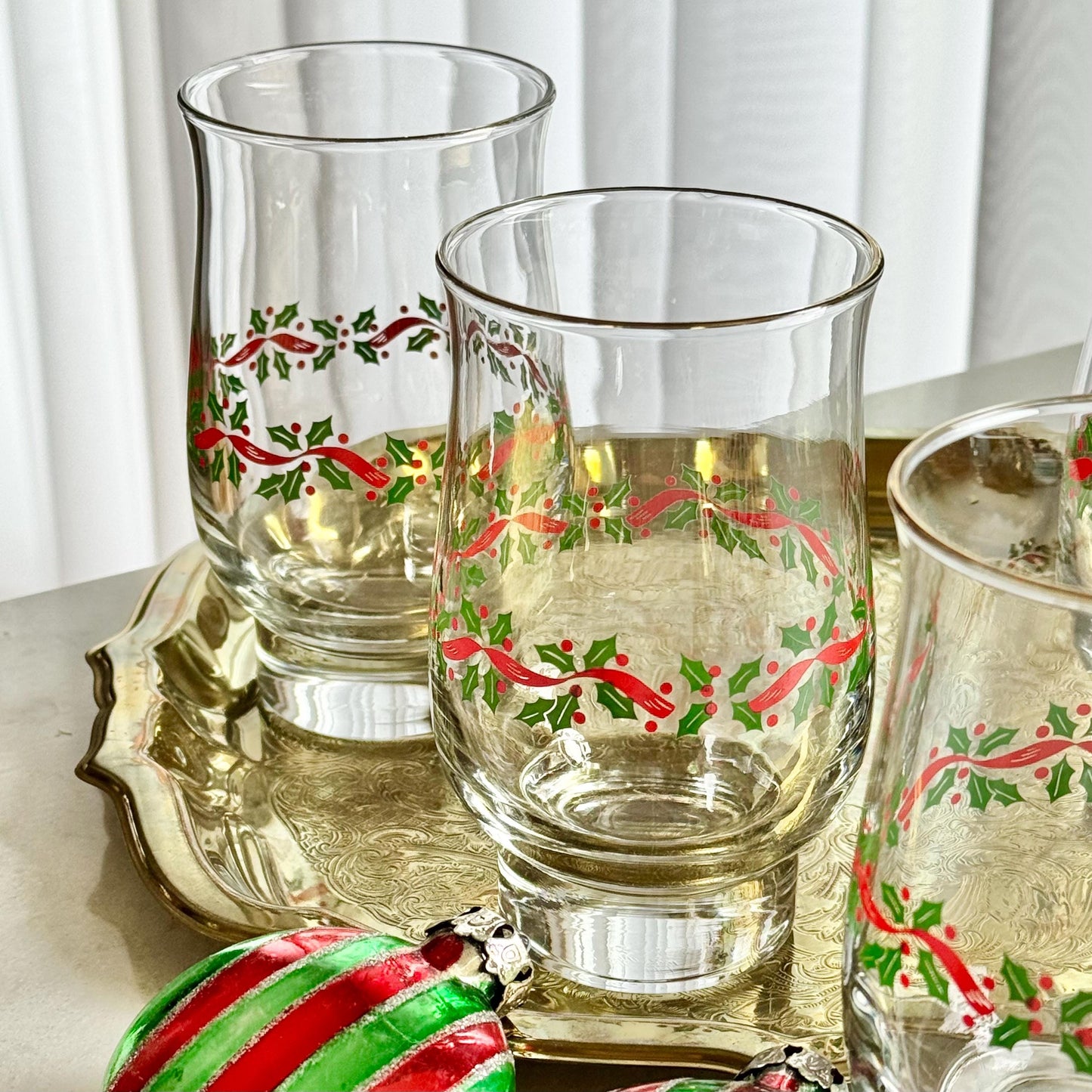 Vintage Libbey Holley Weighted Bottom Tulip Glasses - Set of 4