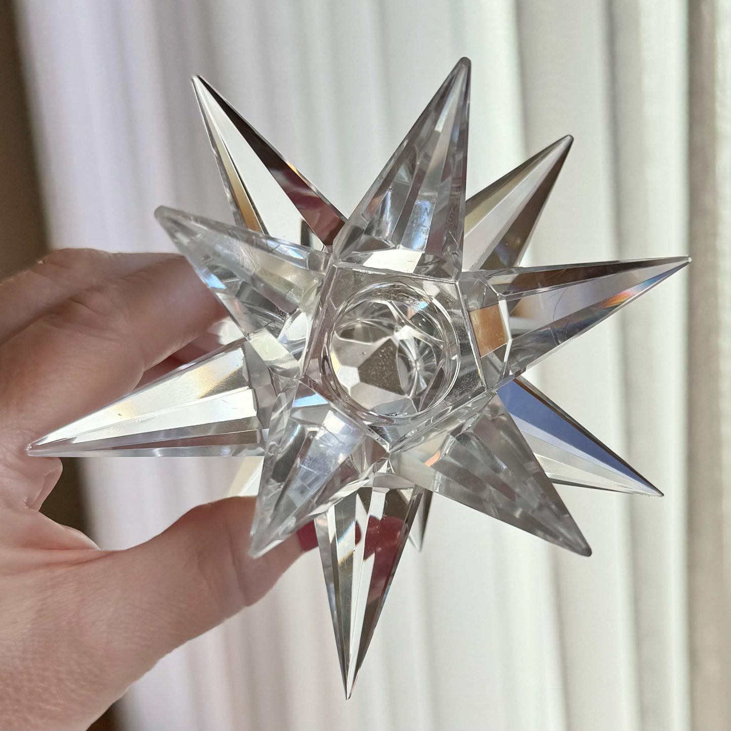 Vintage Godinger Shannon Crystal Moravian Star Candlestick Holders  - Set of 2