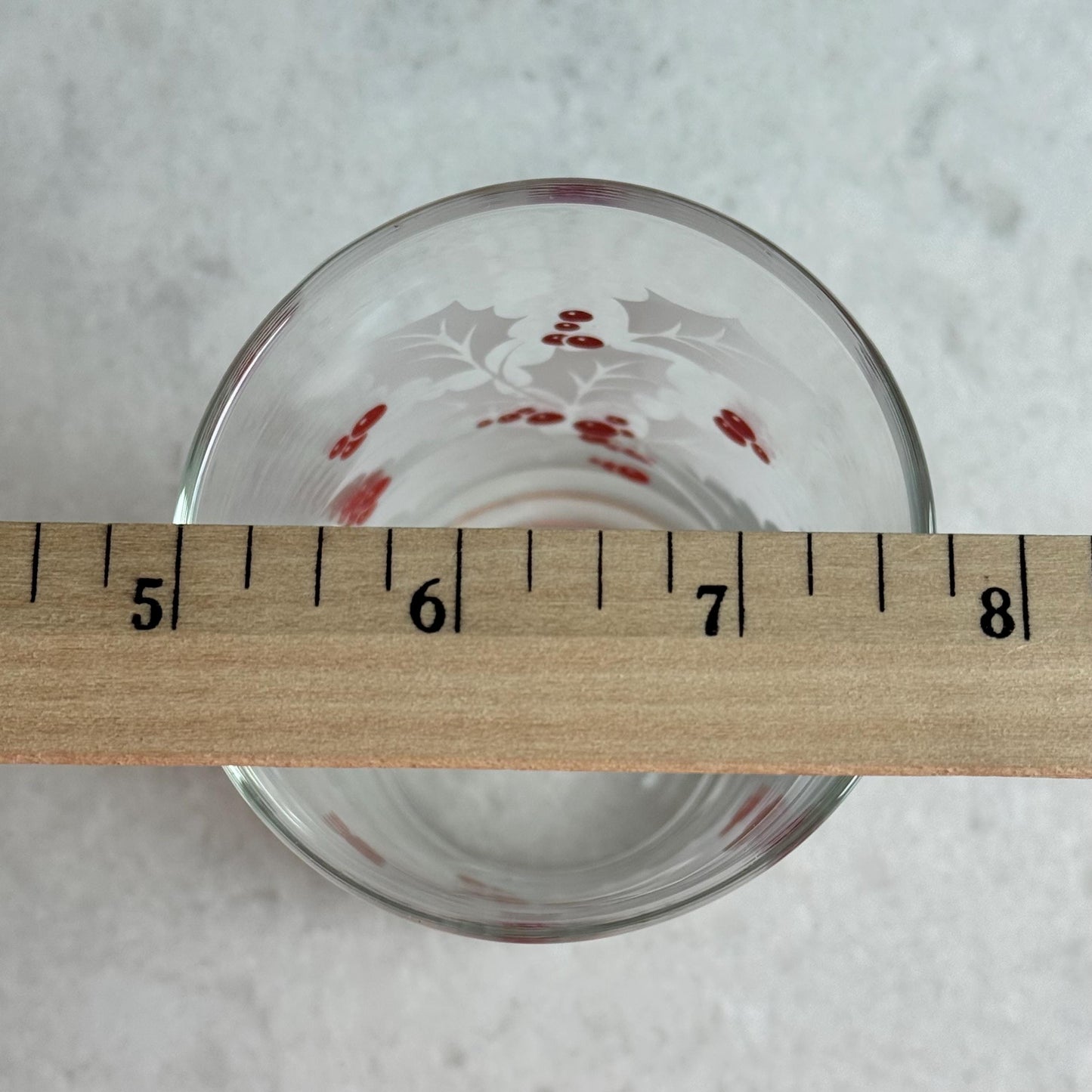 Vintage Indiana Glass White Holly and Berries 10 Ounce Glasses - Set of 9 Tumblers