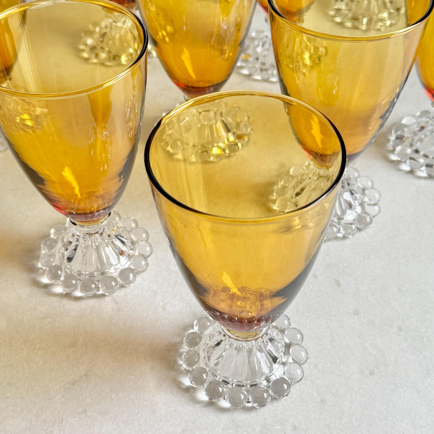 Vintage Anchor Hocking Berwick Boopie Amber Bubble Glasses - Set of 10