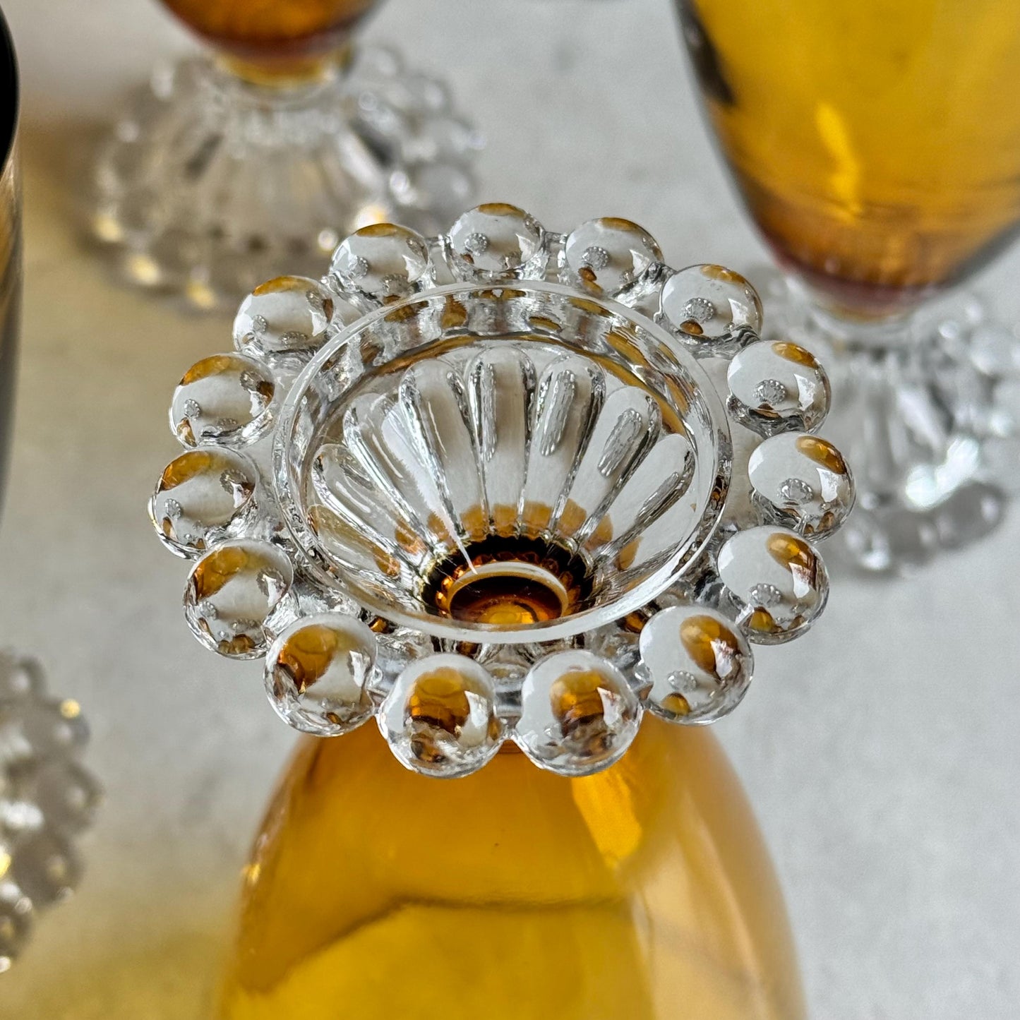 Vintage Anchor Hocking Berwick Boopie Amber Bubble Glasses - Set of 10
