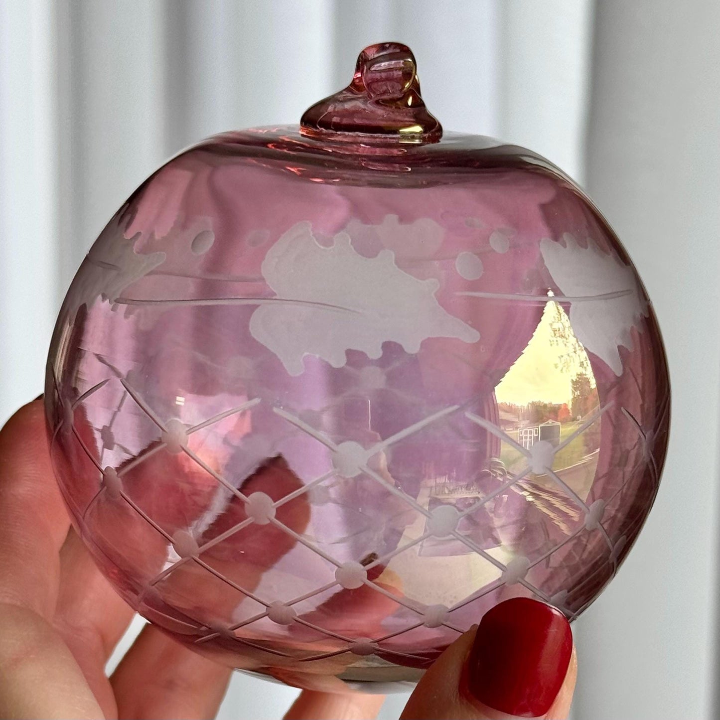 Vintage Norwood Glass Cranberry Cut-to-Clear Ornaments - Set of 6