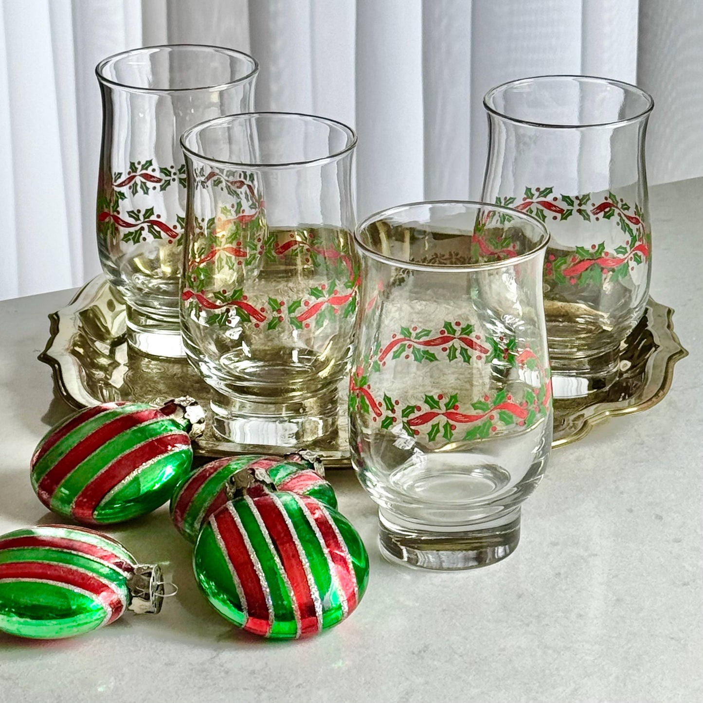 Vintage Libbey Holley Weighted Bottom Tulip Glasses - Set of 4