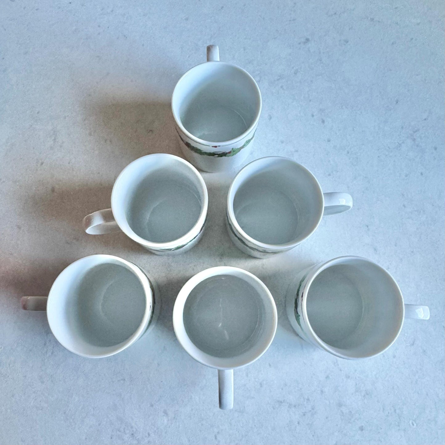 Vintage Toscany Holly and Berries Mugs - Set of 6