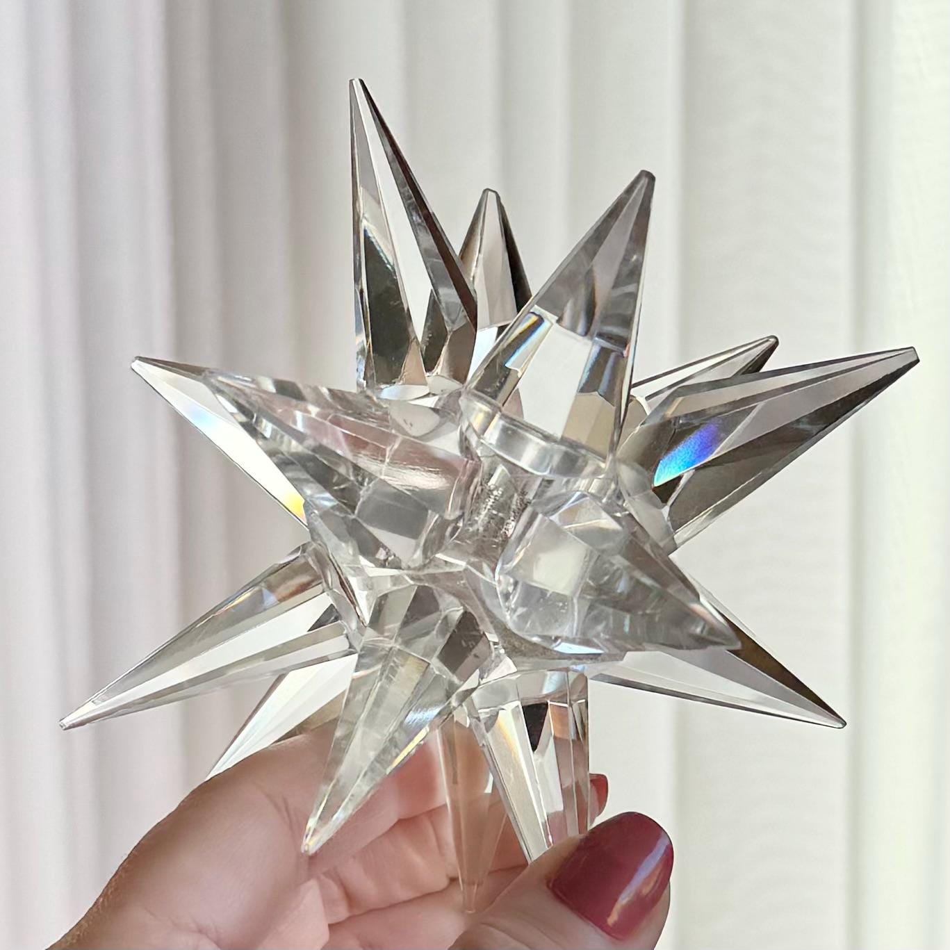 Vintage Godinger Shannon Crystal Moravian Star Candlestick Holders  - Set of 2