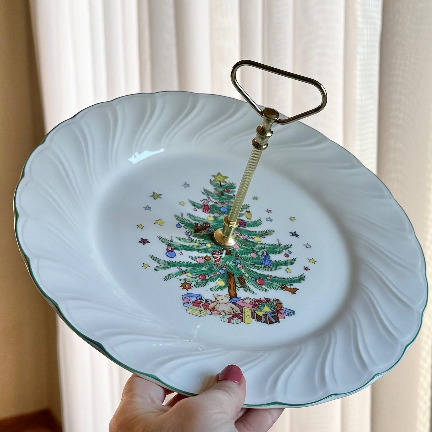 Vintage Nikko Happy Holidays Serving Tray with Handle
