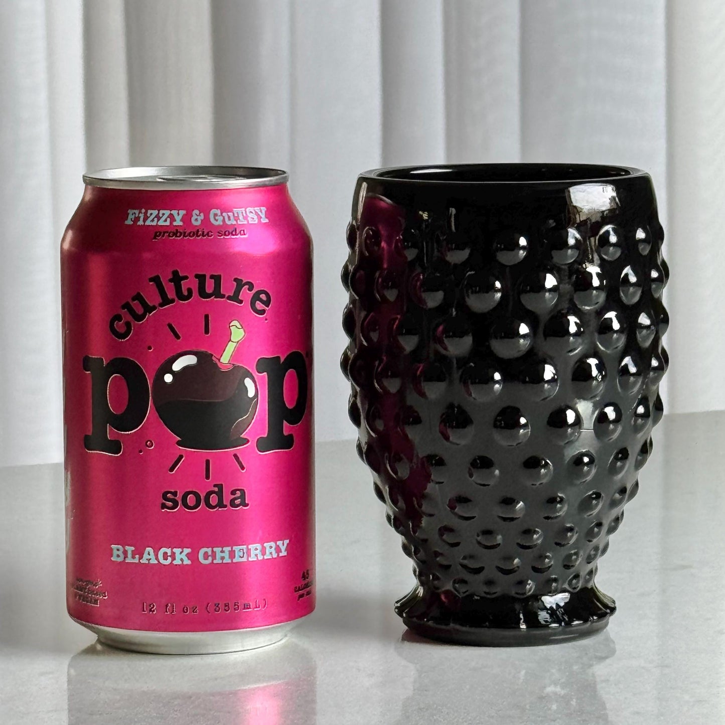 Indiana Glass Tiara Exclusives Black Hobnail Pitcher and 4 Tumblers  (circa 1975)