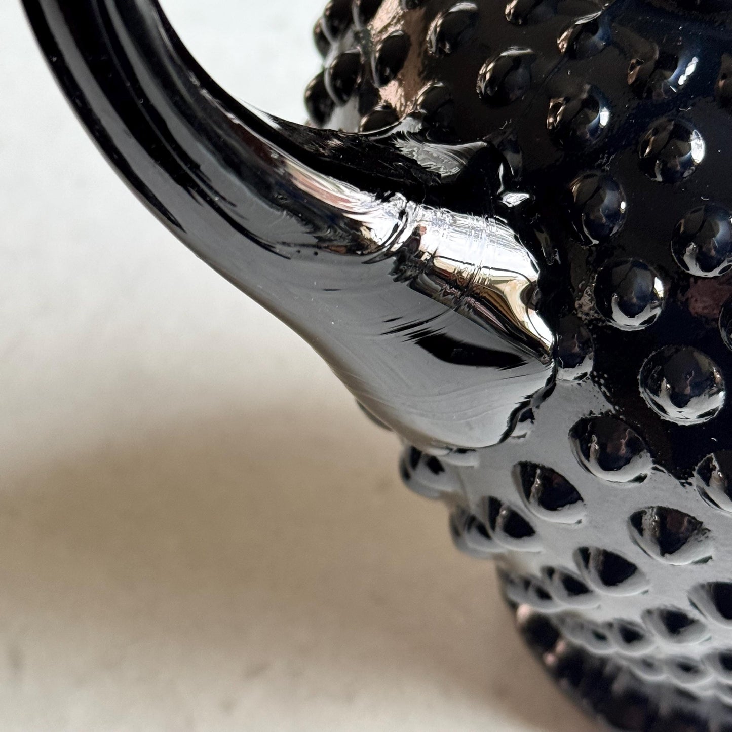 Indiana Glass Tiara Exclusives Black Hobnail Pitcher and 4 Tumblers  (circa 1975)