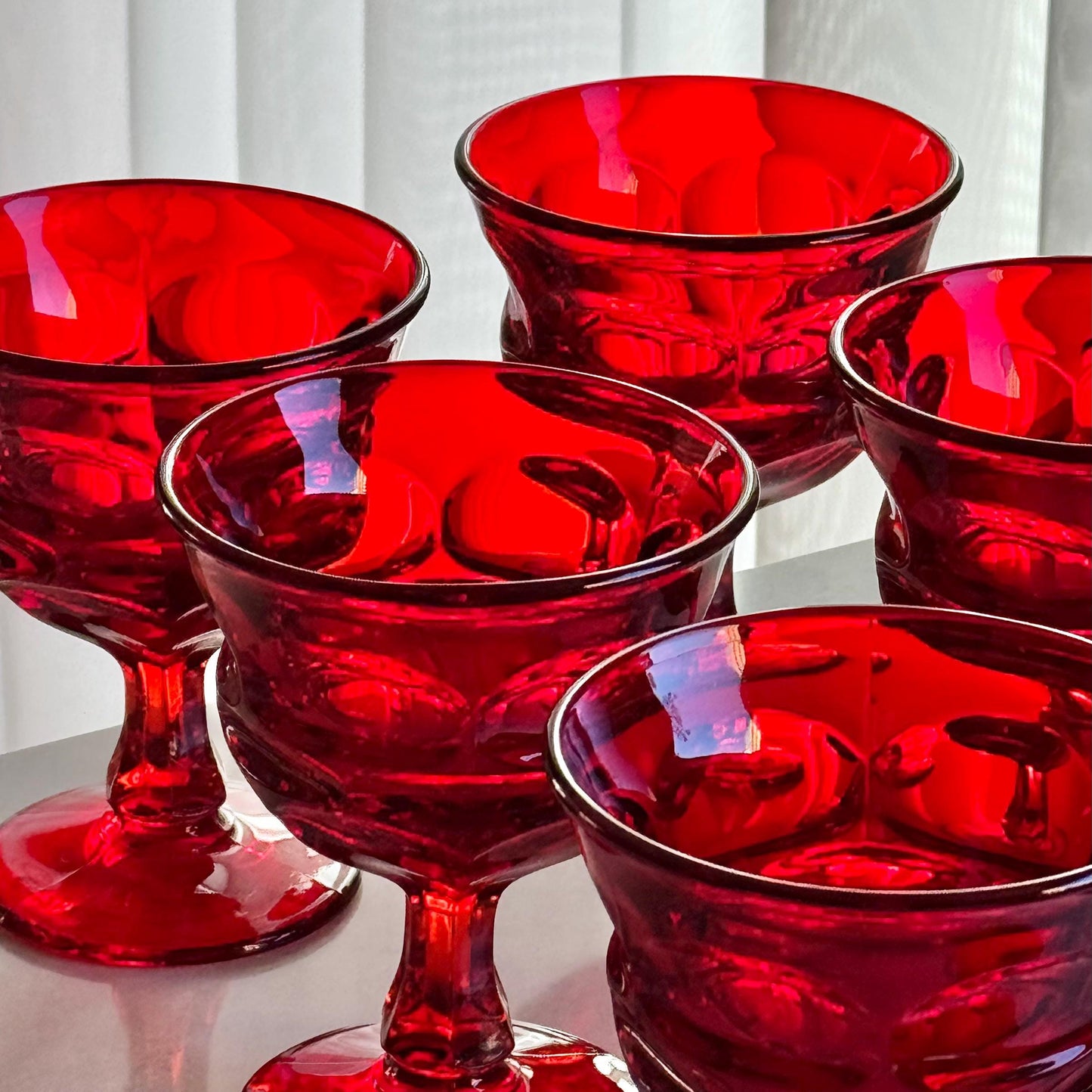 Vintage Fostoria Argus Ruby Red Glasses (circa 1964 - 1982) - Set of 8 Coupes