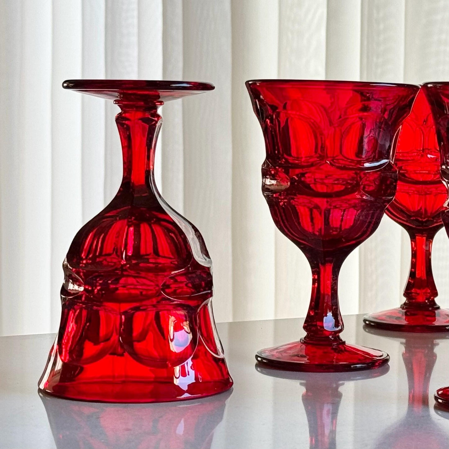 Vintage Fostoria Argus Ruby Red Glasses (circa 1964 - 1982) - Set of 8 Large Goblets