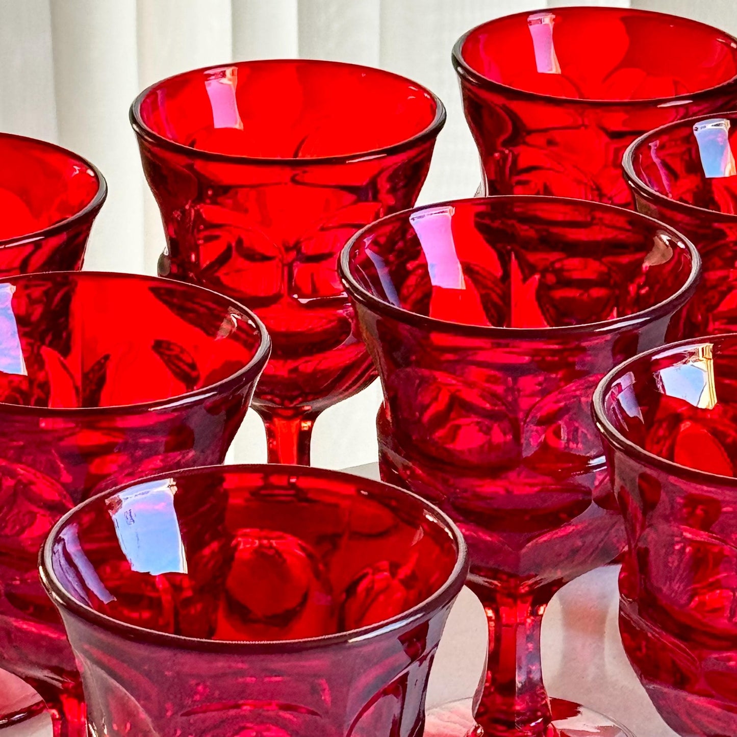 Vintage Fostoria Argus Ruby Red Glasses (circa 1964 - 1982) - Set of 8 Large Goblets