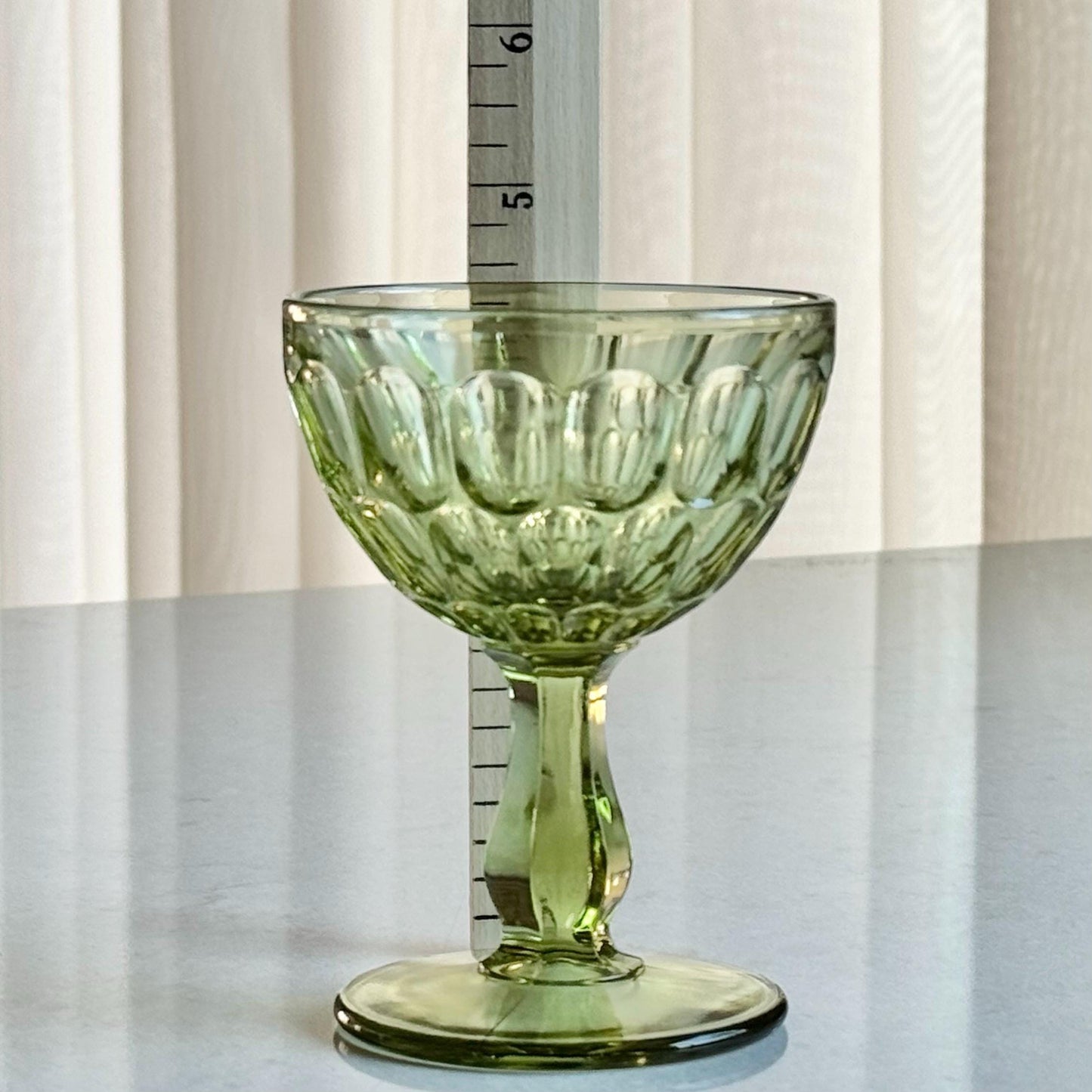 Vintage Fenton Colonial Green Thumbprint Glasses (circa 1963 - 1980) - Set of 11