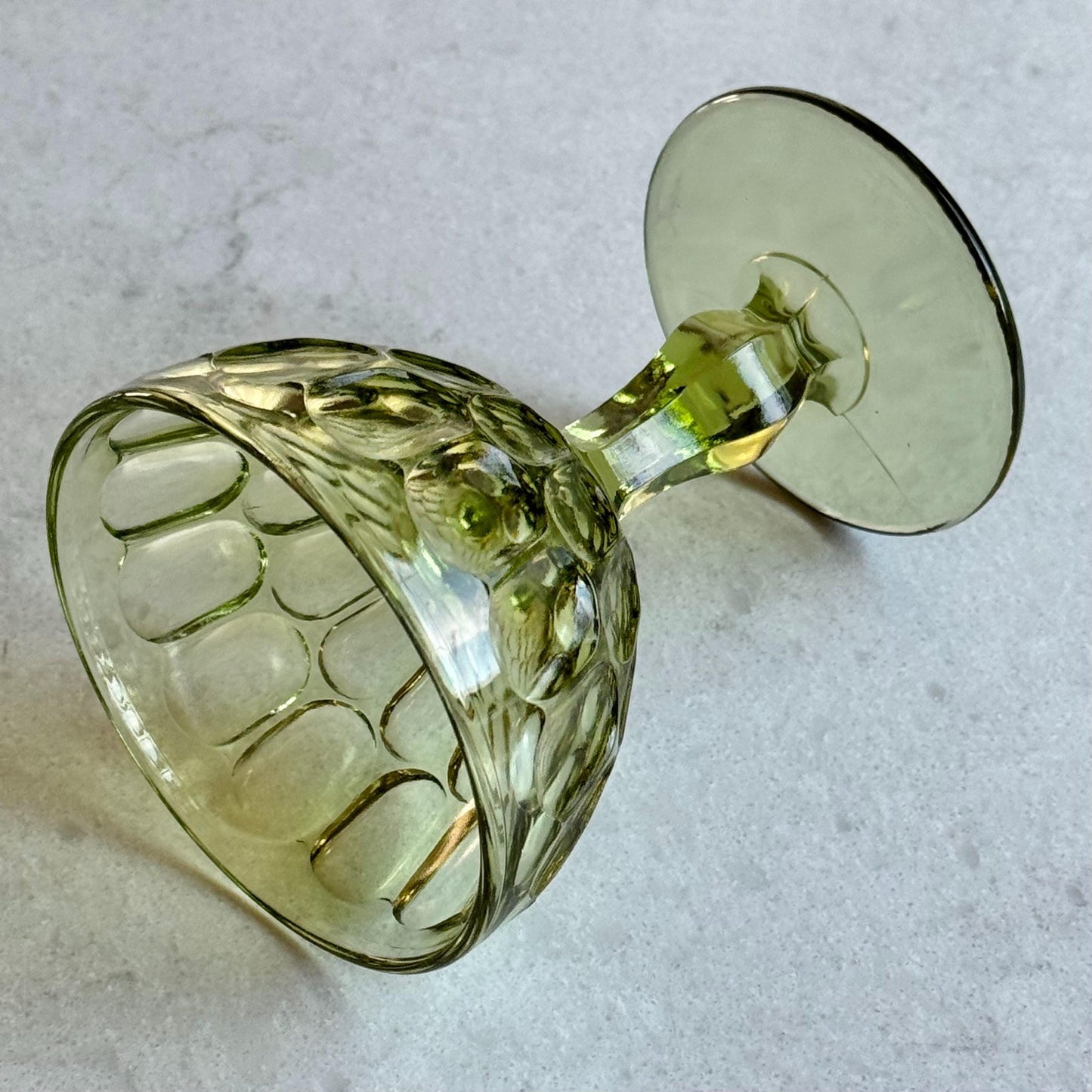 Vintage Fenton Colonial Green Thumbprint Glasses (circa 1963 - 1980) - Set of 11