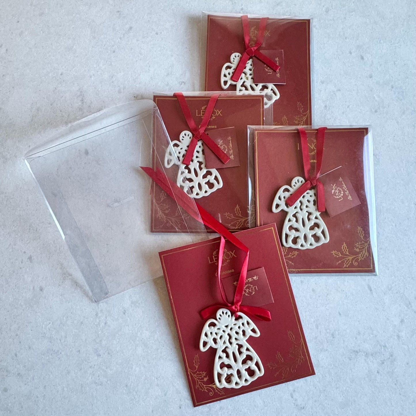Vintage Lenox Pierced Angel Charm Ornaments - Set of 4
