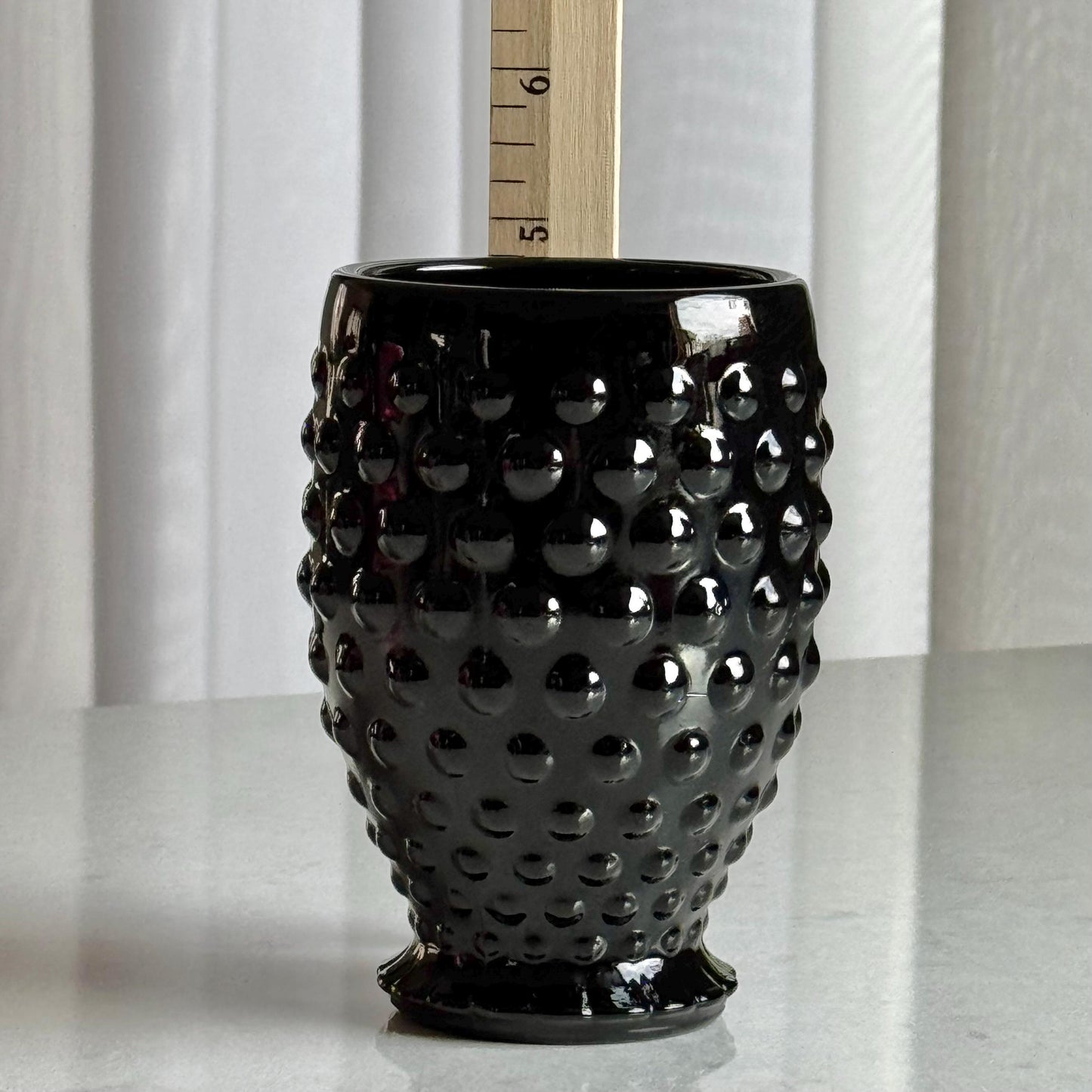 Indiana Glass Tiara Exclusives Black Hobnail Pitcher and 4 Tumblers  (circa 1975)