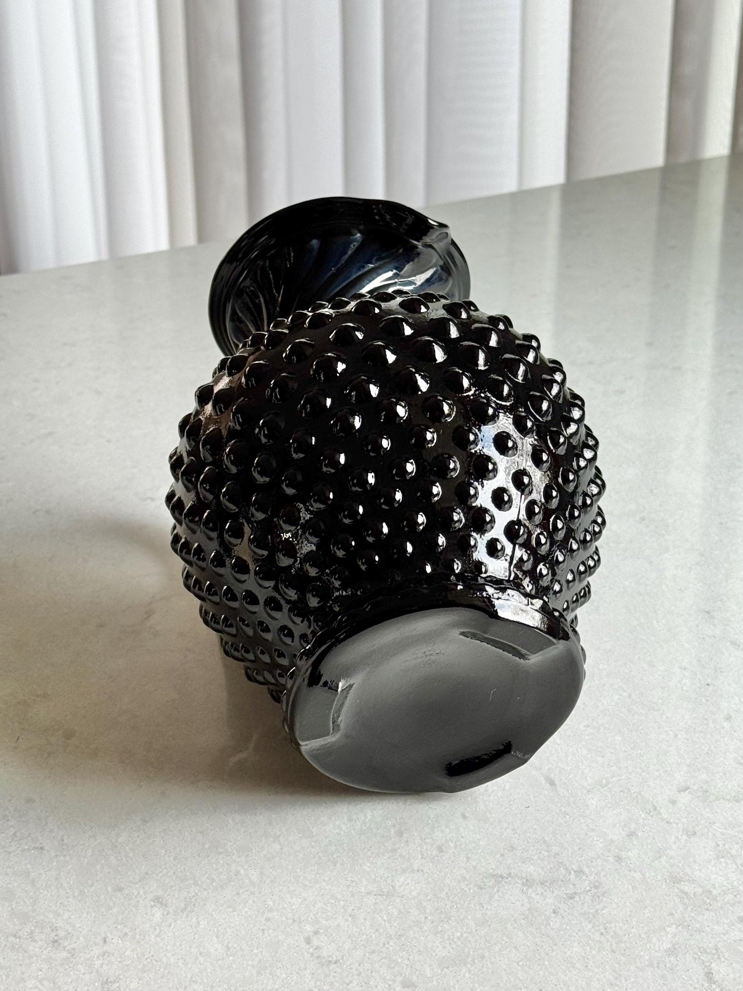 Indiana Glass Tiara Exclusives Black Hobnail Pitcher and 4 Tumblers  (circa 1975)