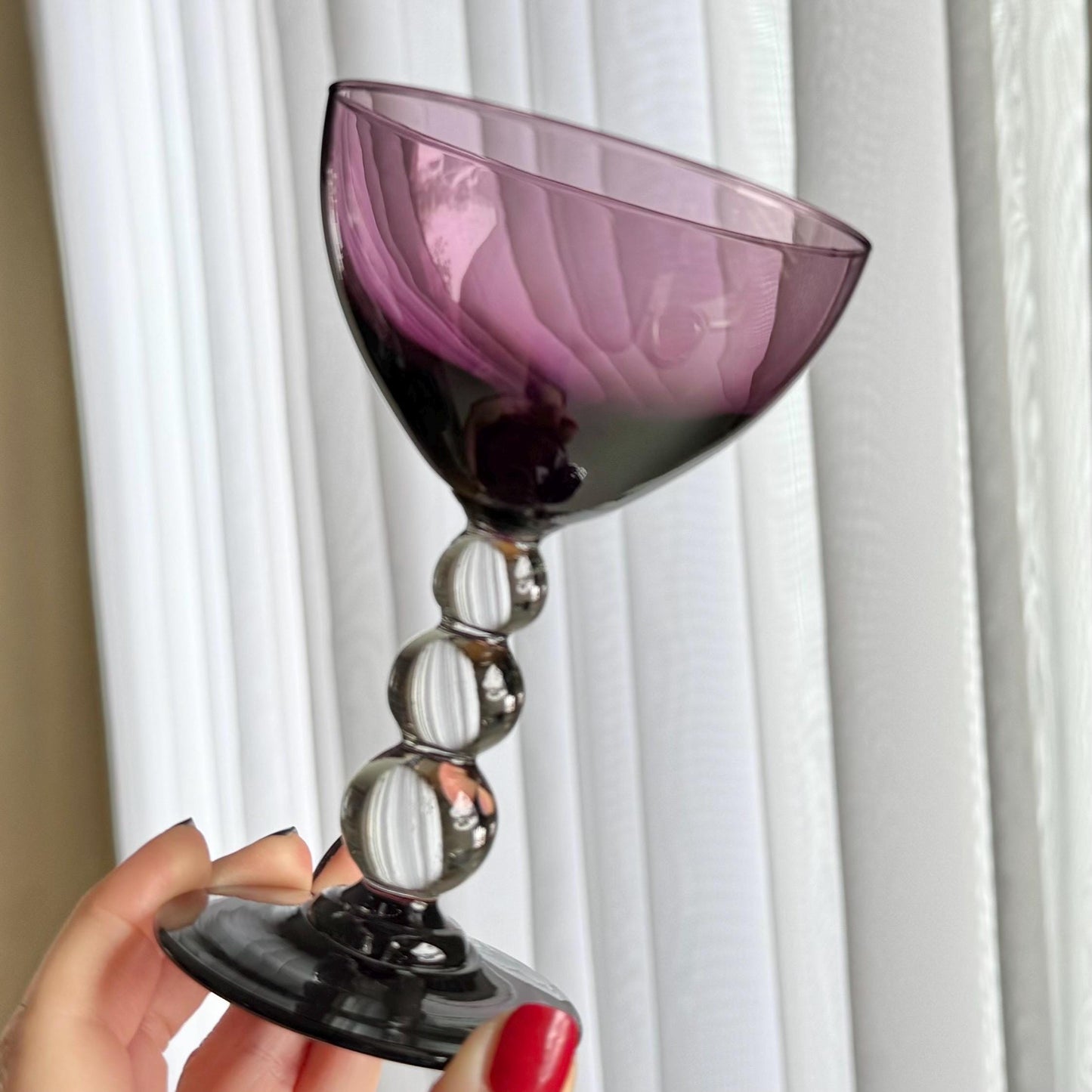 Vintage Bryce Aristocrat Amethyst Purple Bubble Stem Glasses - Set of 3