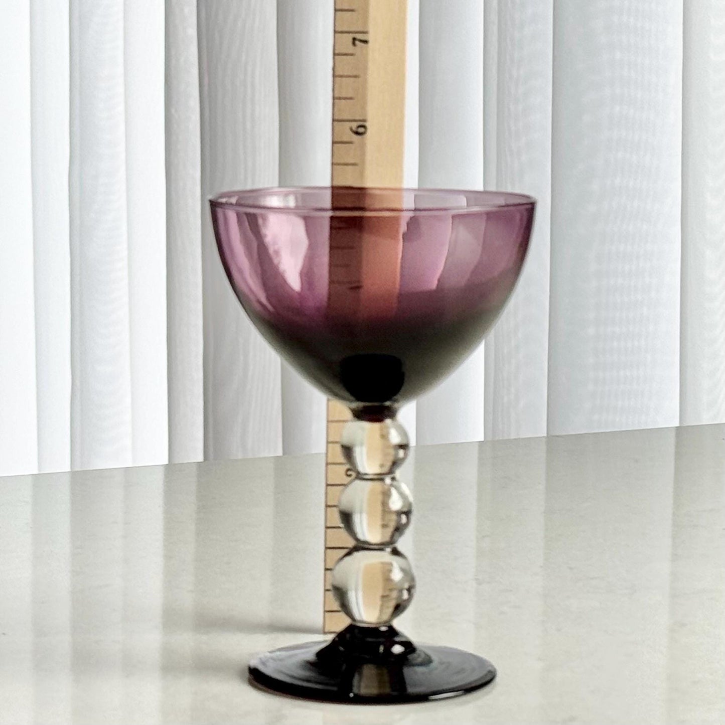 Vintage Bryce Aristocrat Amethyst Purple Bubble Stem Glasses - Set of 3