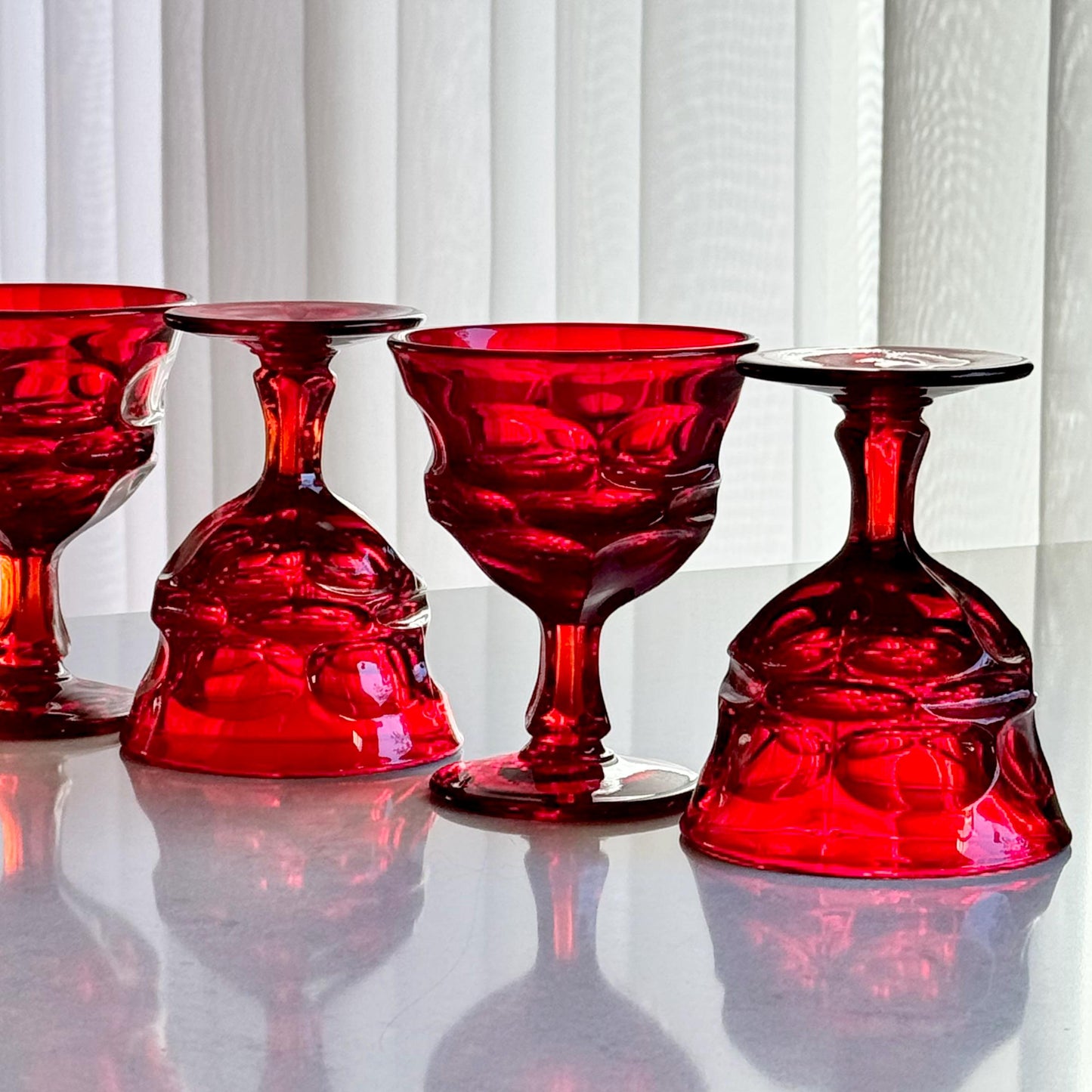 Vintage Fostoria Argus Ruby Red Glasses (circa 1964 - 1982) - Set of 8 Coupes