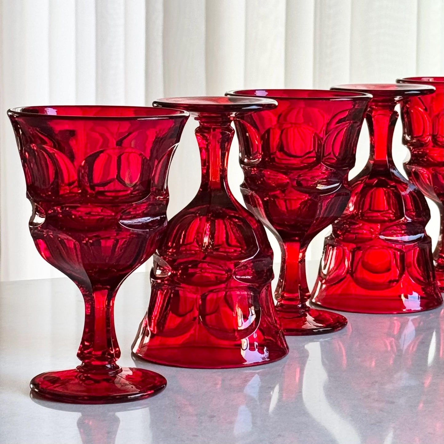Vintage Fostoria Argus Ruby Red Glasses (circa 1964 - 1982) - Set of 8 Large Goblets