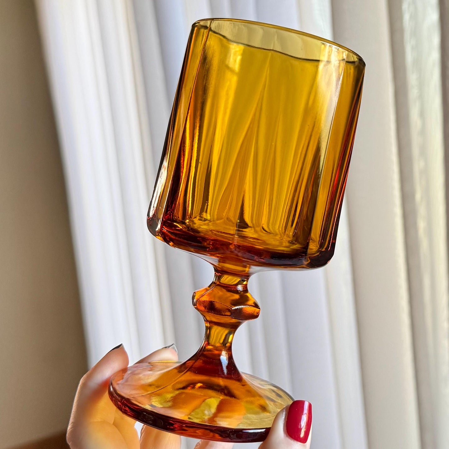 Vintage Nouveau Gold Paneled Glasses - Set of 12