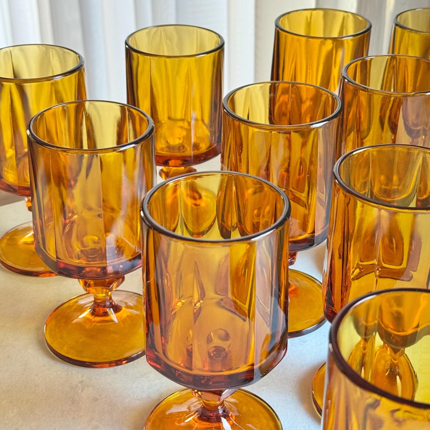 Vintage Nouveau Gold Paneled Glasses - Set of 12
