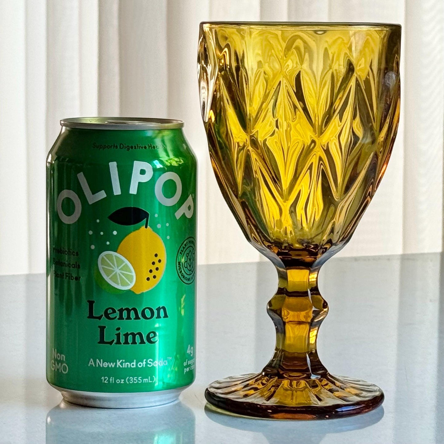 Vintage Amber Diamond Pattern Glasses - Set of 6