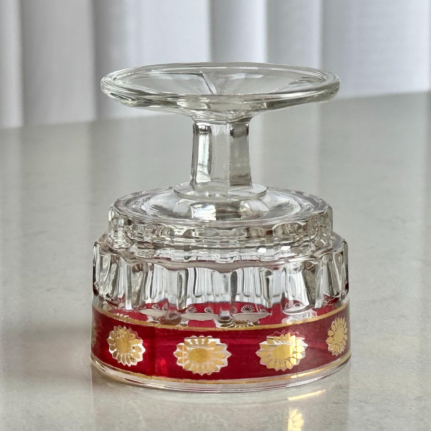 Vintage Francolini Red and Gold Rim Glasses / Dessert Cups - Set of 5